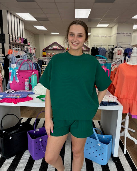 Ribbed Round Neck Short Set