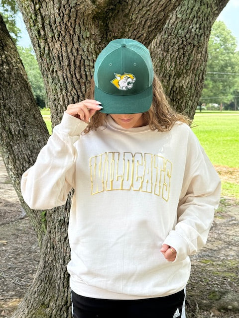 Wildcats Gold Metallic Puff Adult Cream Sweatshirt