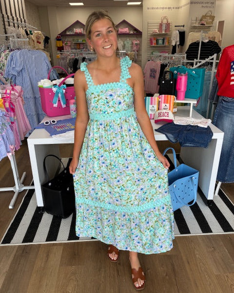Green floral Lace Strap Dress