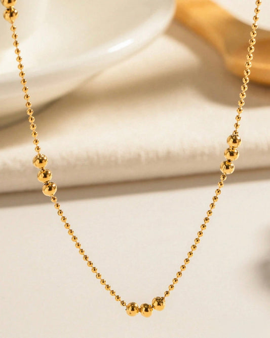 Tarnish Free Beaded Gold Necklace