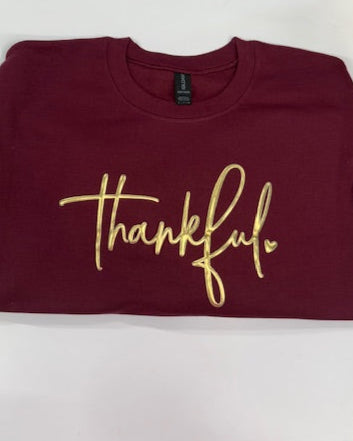 Met Gold Puff Thankful Sweatshirt