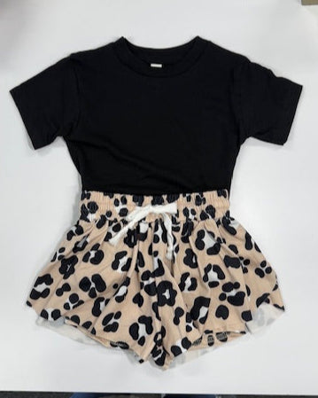 Girls Leopard Shorts Set