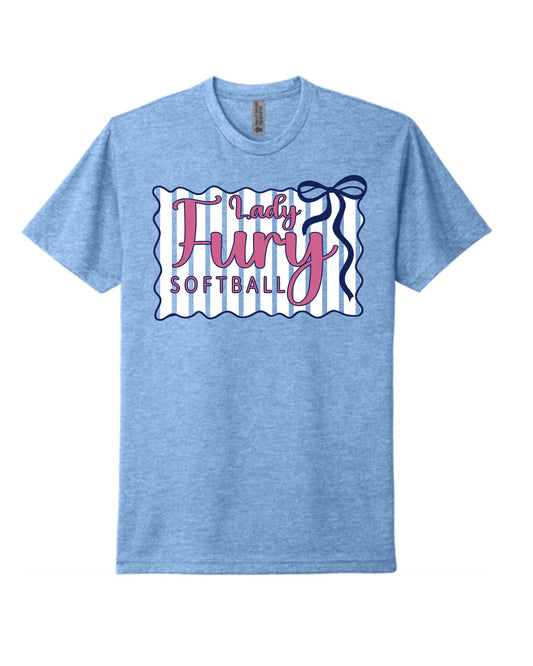 LF Lt. Blue Stripe Bow Tee