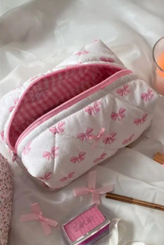 Small Pink Bow Makeup Bag