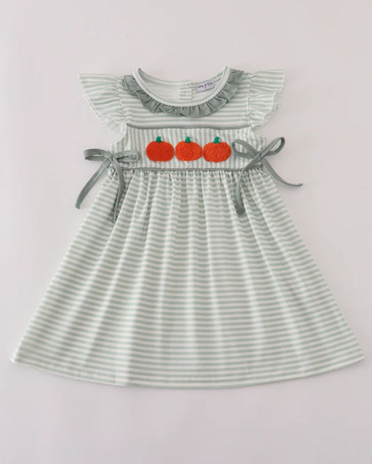 Sage Pumpkin Ruffle Dress