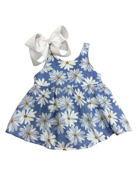 Blue Daisy Bow Dress