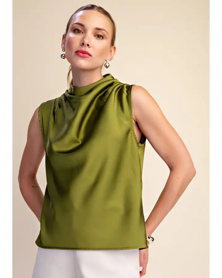 Satin Mock Neck Top