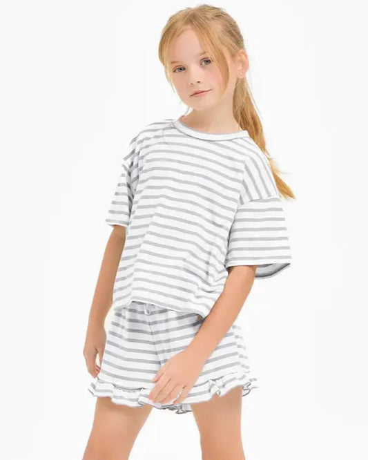 Stripe Ruffle Short Set