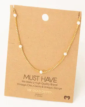 18K Dipped Pearl Chain