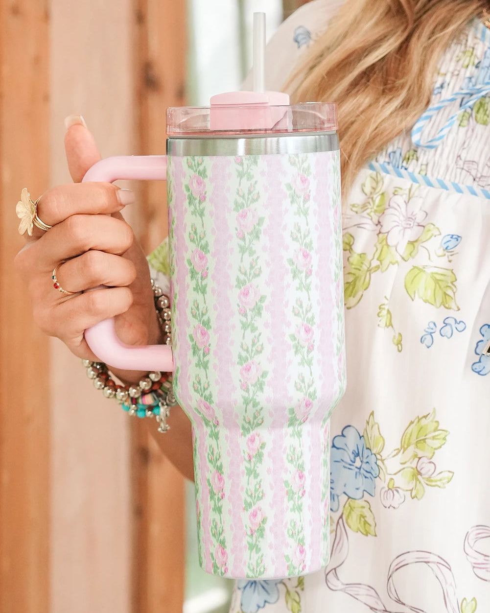 Pink Floral 40 oz Tumbler