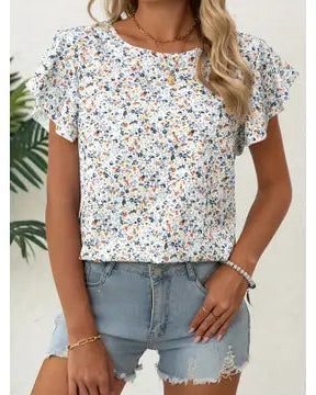 Ruffle Sleeve Floral Top