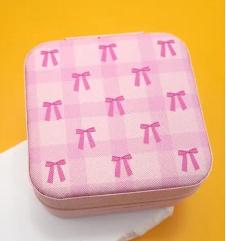 Pink Bow Jewelry Travel Case