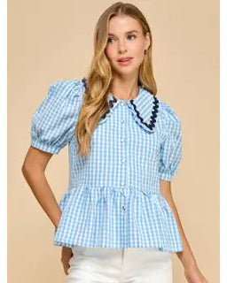 Blue Peplum Top