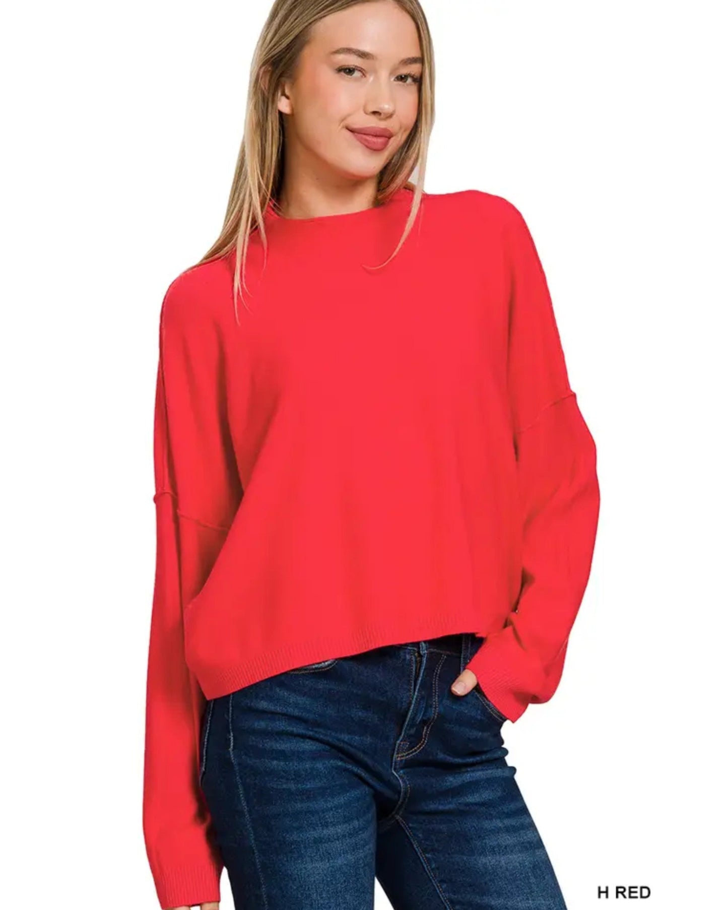 Mock Neck Crop Sweater