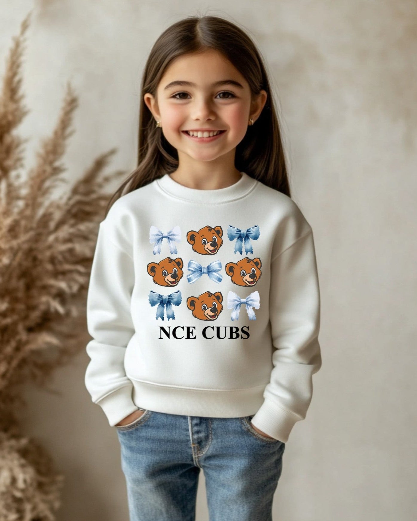 NCE Cubs Bows Youth White Sweatshirt