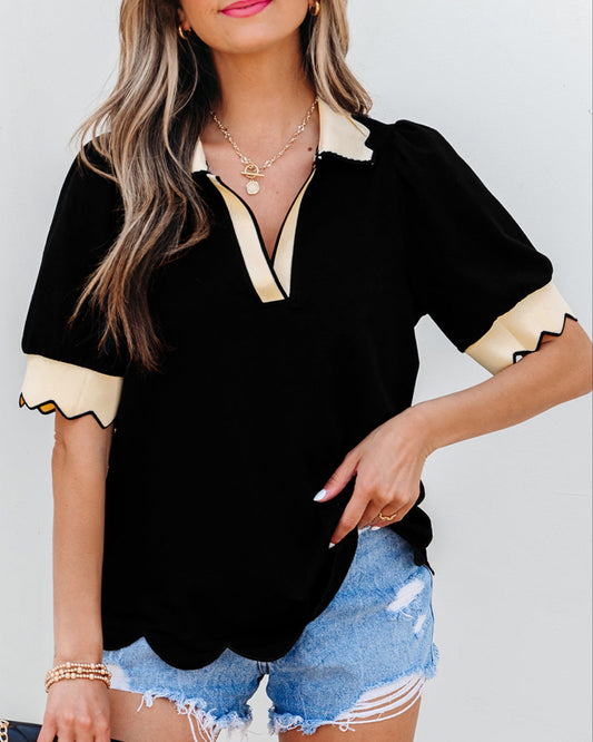 Black Contrast Color Top