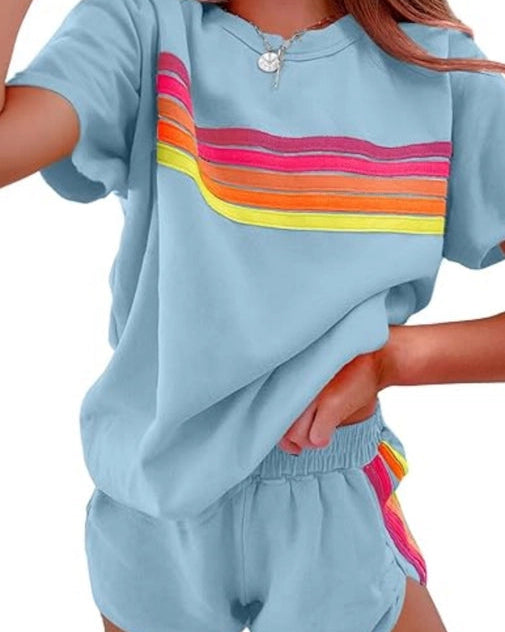 Striped Crewneck Shorts Set