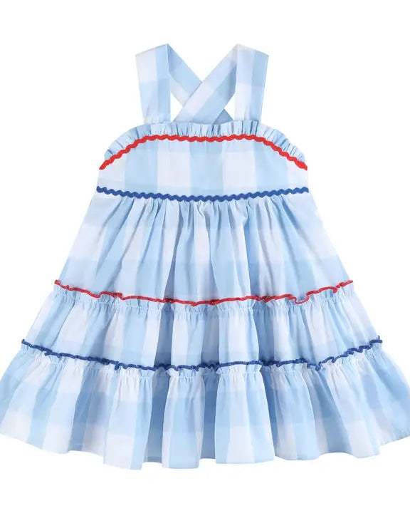 Blue Gingham Layered Sundress
