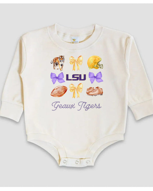 Geaux Tigers Bow Romper