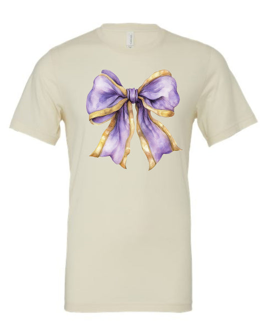 Purple & Gold Bow Tee