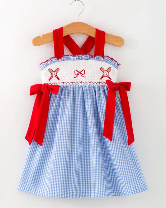 Baseball Smocked Dress