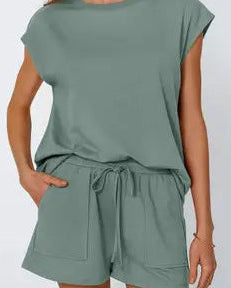 Round Neck Short Set