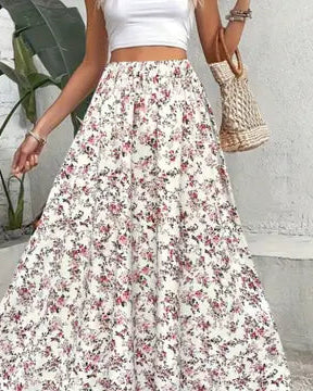 Floral Tiered Maxi Skirt