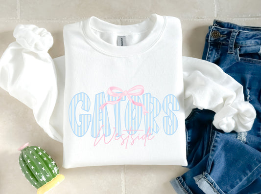 Westside Gators Blue Gingham Youth and Adult White Sweatshirt