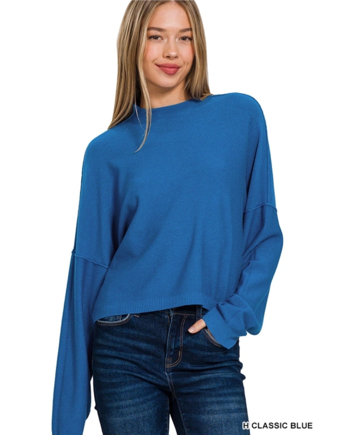 Mock Neck Crop Sweater