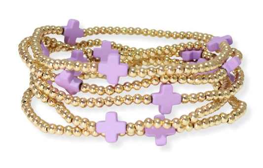 Purple Cross Ball Bracelet