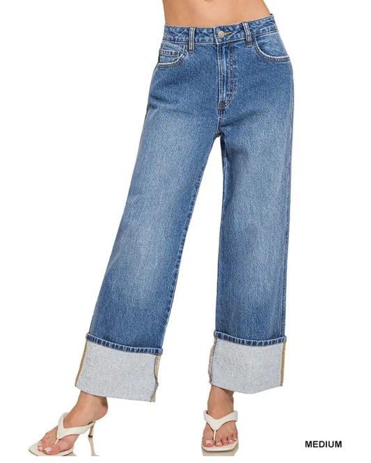 Cuffed Denim Pants