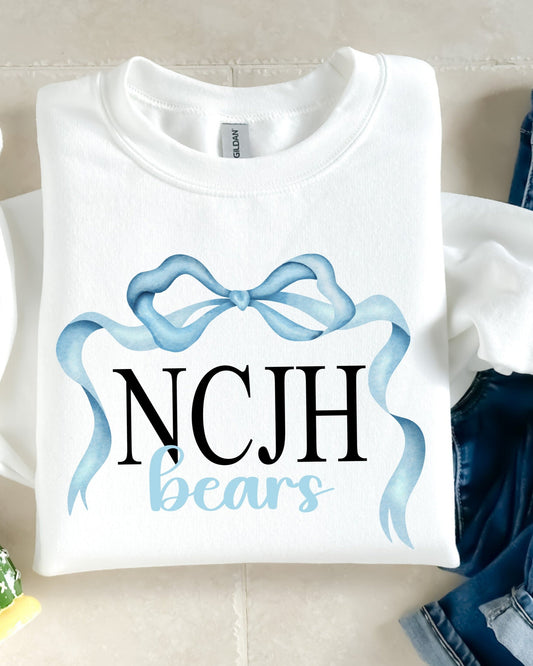 NCJH Bow Frame Youth & Adult White Sweatshirts