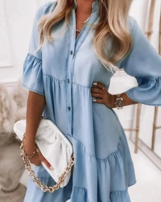Vneck Denim Dress