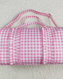 Pink Checkered Duffle Bag