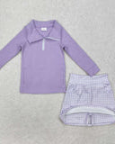 Purple Gingham Skort Set