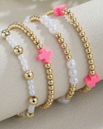 Cross Beaded Bracelet Stack