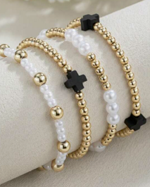 Cross Beaded Bracelet Stack