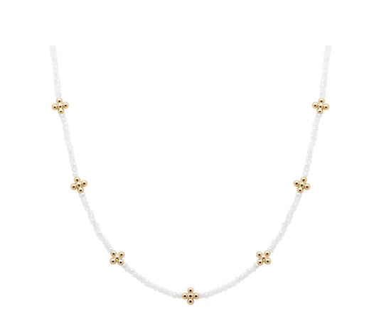 White Glass Beaded Necklace