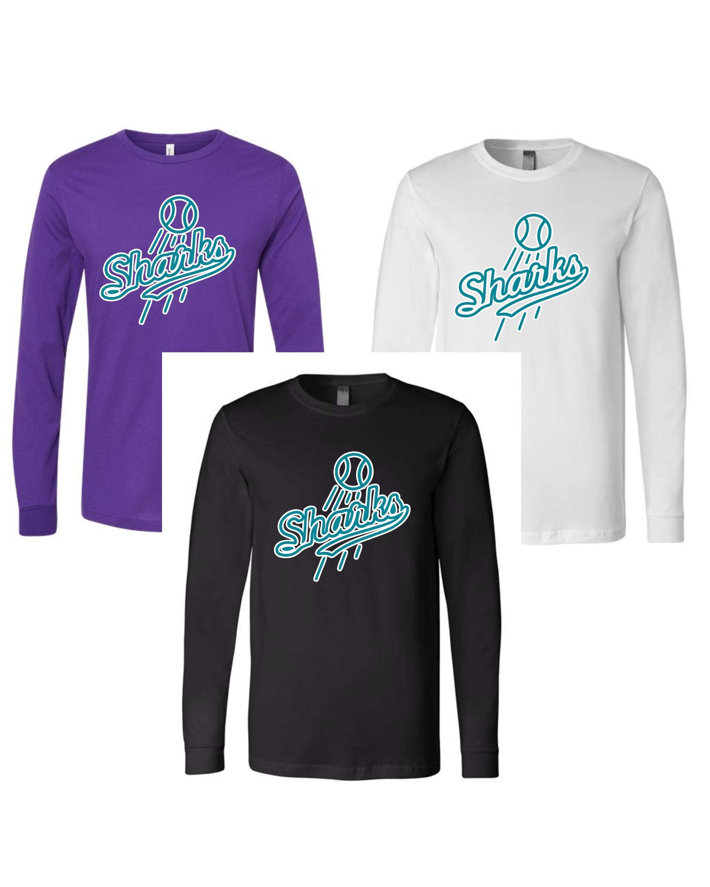 2 Color Shark Logo LS Tee